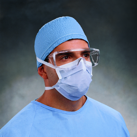 Mask Surgical Pleated Tie Closure One Size Fits Most Blue NonSterile Not Rated Adult (50/BX 6BX/CS) by O&M Halyard  ID 48201